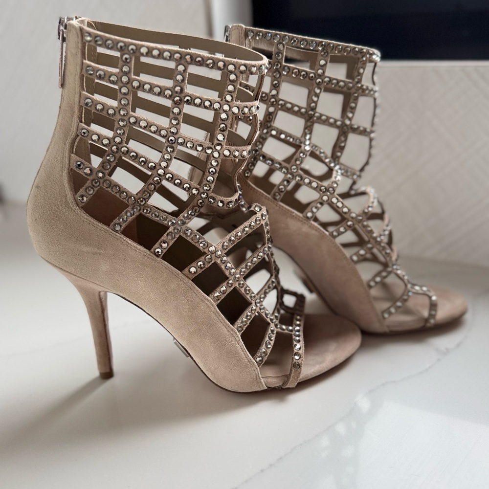 Michael Kors Tan Stiletto Heels with Cage Design